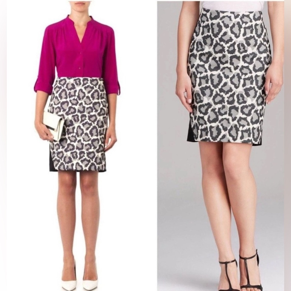 Diane Von Furstenberg Emma Leopard Pencil Skirt Size 10